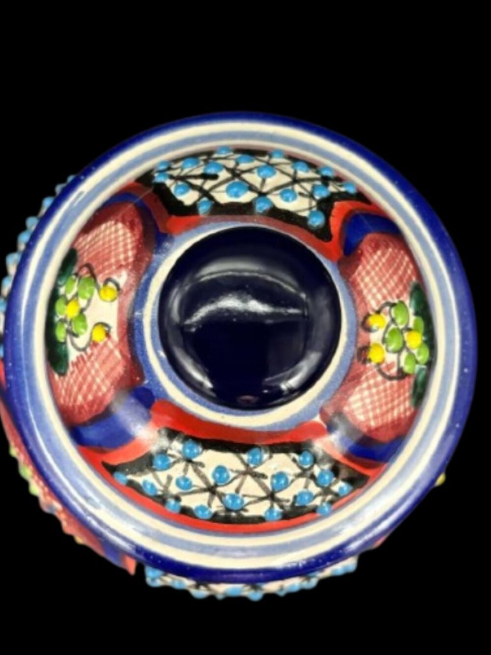 Vintage Mexican Artisan Talavera Hand Painted Pottery Lidded Jar - Picture 3 of 7